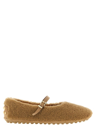 Beige Lamb Leather Ballet Flats