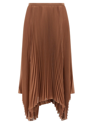 Brown Silk Midi Skirt