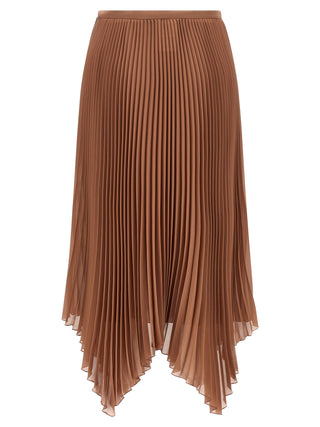Brown Silk Midi Skirt