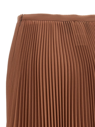 Brown Silk Midi Skirt