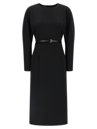 Black Polyester Midi Dress