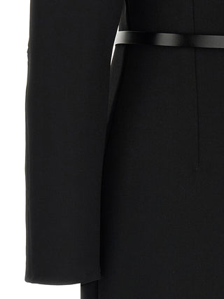 Black Polyester Midi Dress