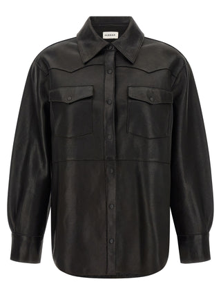 Black Lamb Leather Blouse