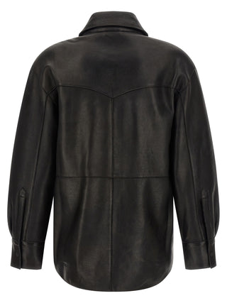 Black Lamb Leather Blouse