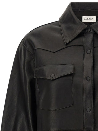 Black Lamb Leather Blouse