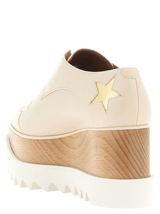 White Polyester Wedge Sandals