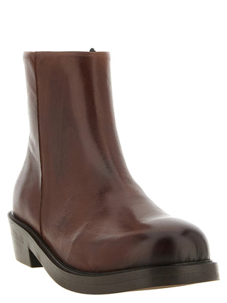 Brown Calfskin Ankle Boots