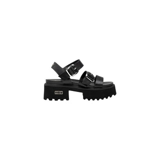Black Leather Platform Sandals