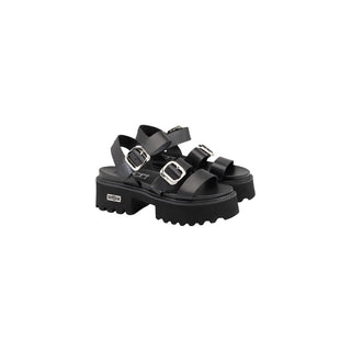 Black Leather Platform Sandals