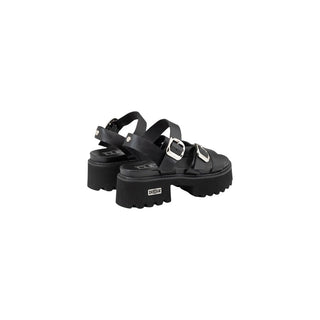 Black Leather Platform Sandals