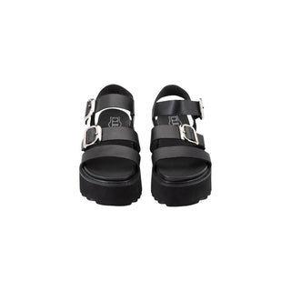 Black Leather Platform Sandals