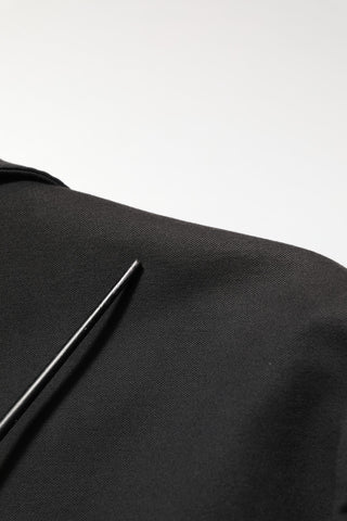 Black Embroidered Single Breasted Jacket