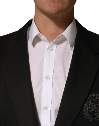 Black Embroidered Single Breasted Jacket