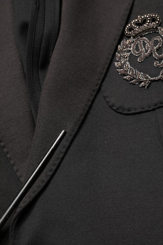 Black Embroidered Single Breasted Jacket