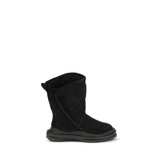 Black Suede Leather Flat Boots