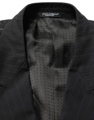 Black Pinstripe Men Single Breasted Jacket