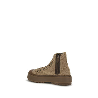 Brown Polyester Athletic Sneakers