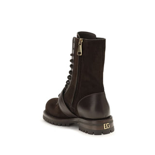 Black Calf Leather Bos Taurus Lace-Up Boots