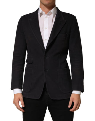 Dark Gray Cotton Men Single Breasted Jacket