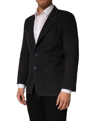 Dark Gray Cotton Men Single Breasted Jacket