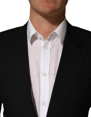 Black Pinstripe Men Single Breasted Jacket