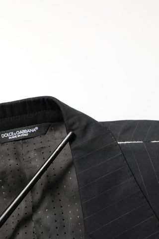 Black Pinstripe Men Single Breasted Jacket