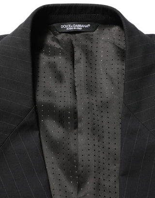 Black Pinstripe Men Single Breasted Jacket