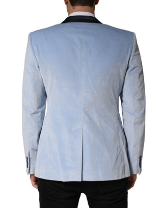 Blue Cotton Formal Single Breasted Jacket