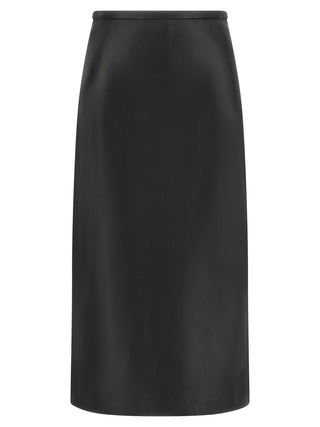 Black Lamb Leather Midi Skirt