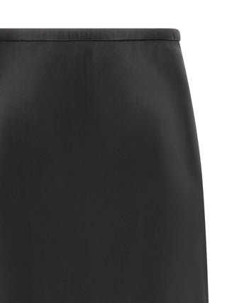 Black Lamb Leather Midi Skirt