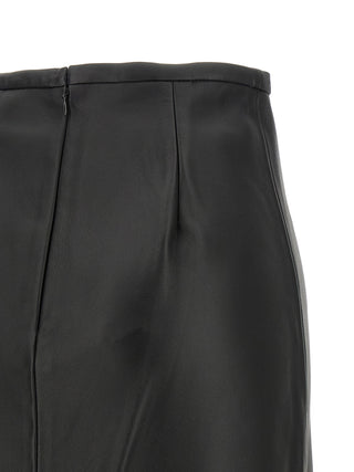 Black Lamb Leather Midi Skirt