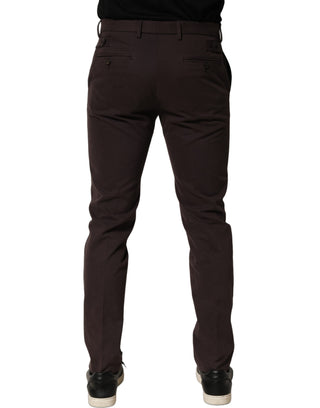 Brown Cotton Skinny Leg Dress Trouser Pants