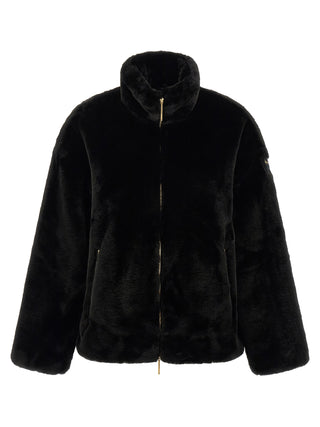 Black Polyester Full-Length Jacket