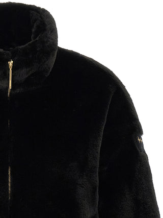 Black Polyester Full-Length Jacket