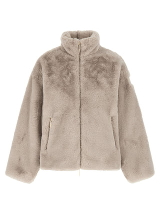 Gray Polyester Full-Length Jacket