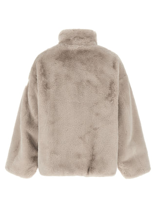 Gray Polyester Full-Length Jacket