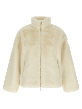 White Polyester Full-Length Jacket