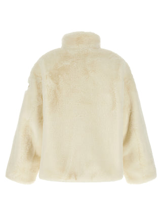 White Polyester Full-Length Jacket