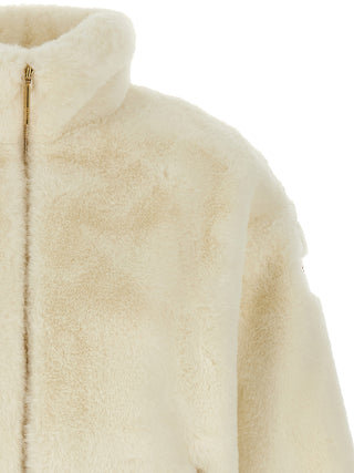 White Polyester Full-Length Jacket