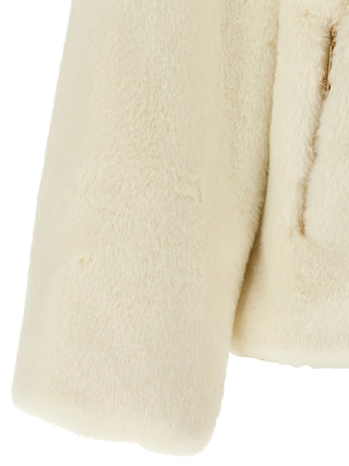 White Polyester Full-Length Jacket