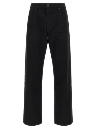 Black Cotton Straight-Leg Jeans