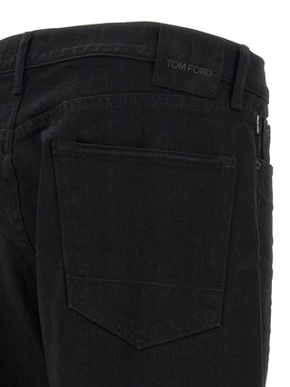 Black Cotton Straight-Leg Jeans