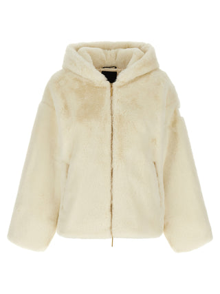 White Polyester Full-Length Jacket