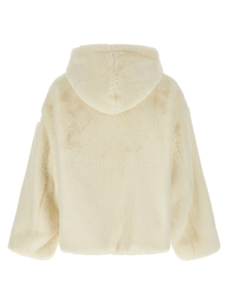 White Polyester Full-Length Jacket