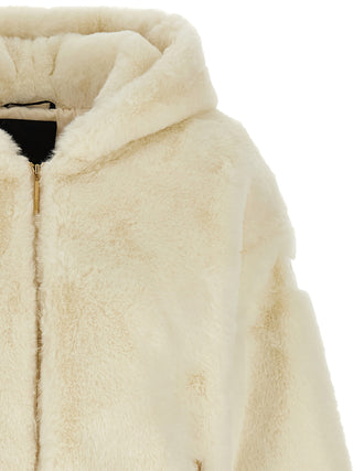 White Polyester Full-Length Jacket