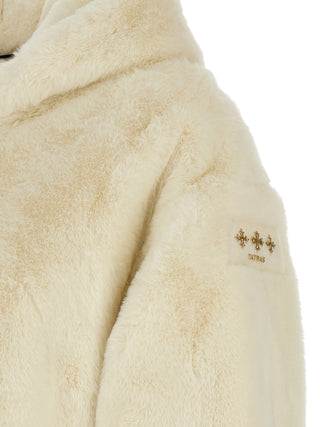 White Polyester Full-Length Jacket