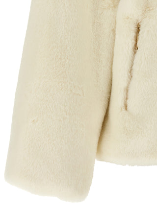 White Polyester Full-Length Jacket