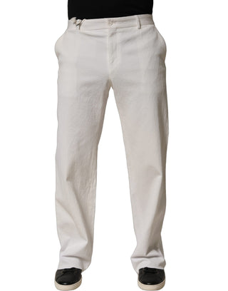 White Cotton StraightLeg Casual Trouser Pants