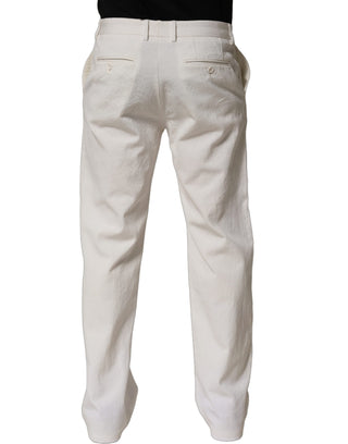 White Cotton StraightLeg Casual Trouser Pants