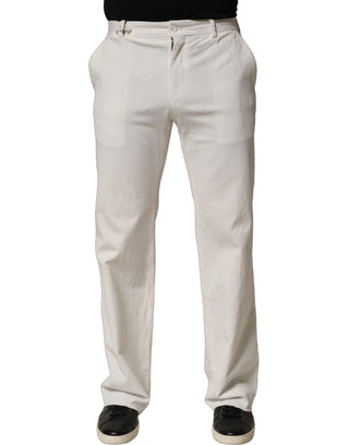 White Cotton StraightLeg Casual Trouser Pants